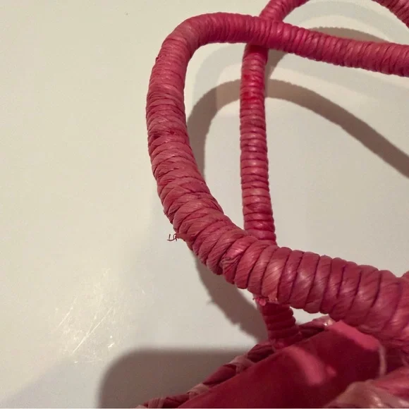 Vintage 1980’s Marlo Pink Floral Embroidered Woven Tote Bag Purse - Picture 13 of 14